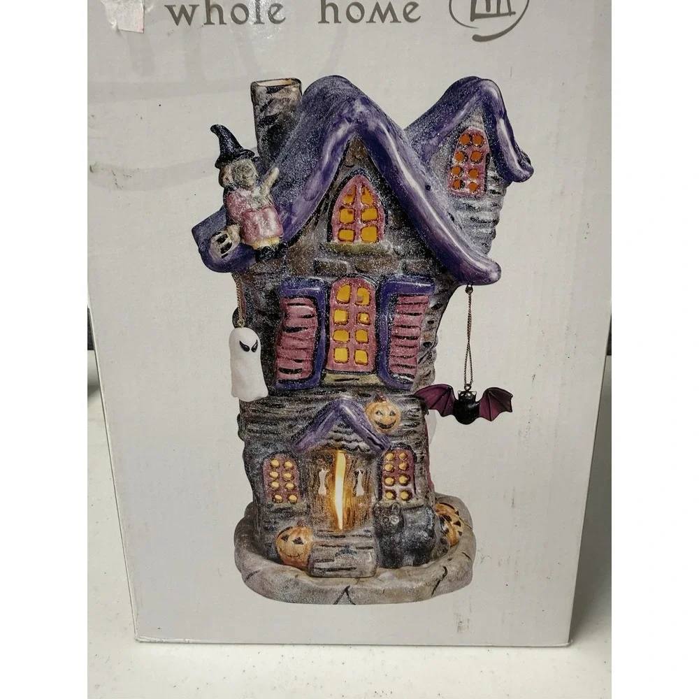 Hallmark Keepsake Votive Candle Haunted House Ceramic Colorful Brand New 11